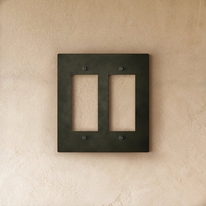 Bronze wall plate with patina finish, designed for home electrical covers, by Residence Supply.