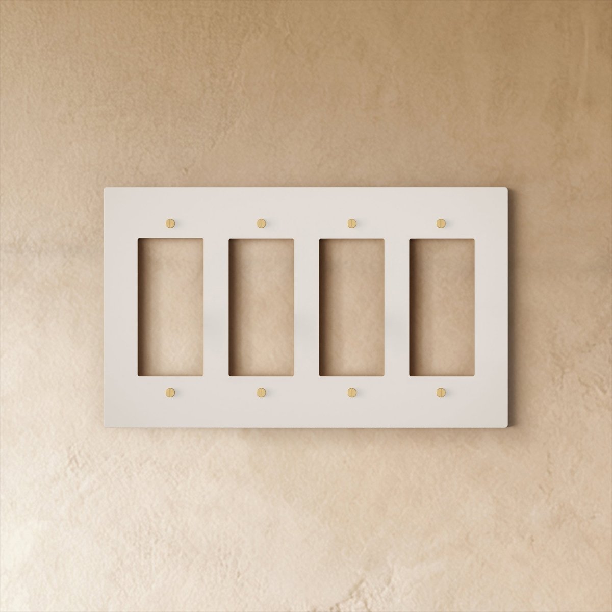 White wall plate with brass accents from Residence Supply, suitable for electrical wall cover in home and garden decor.