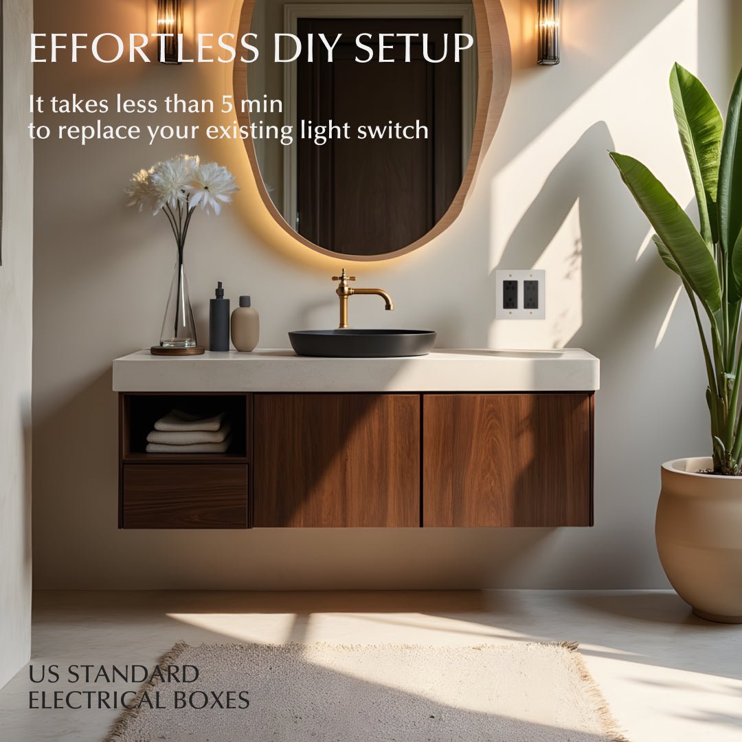 White brass wall plate from Residence Supply with brass accents, designed for electrical cover use in home and garden decor.