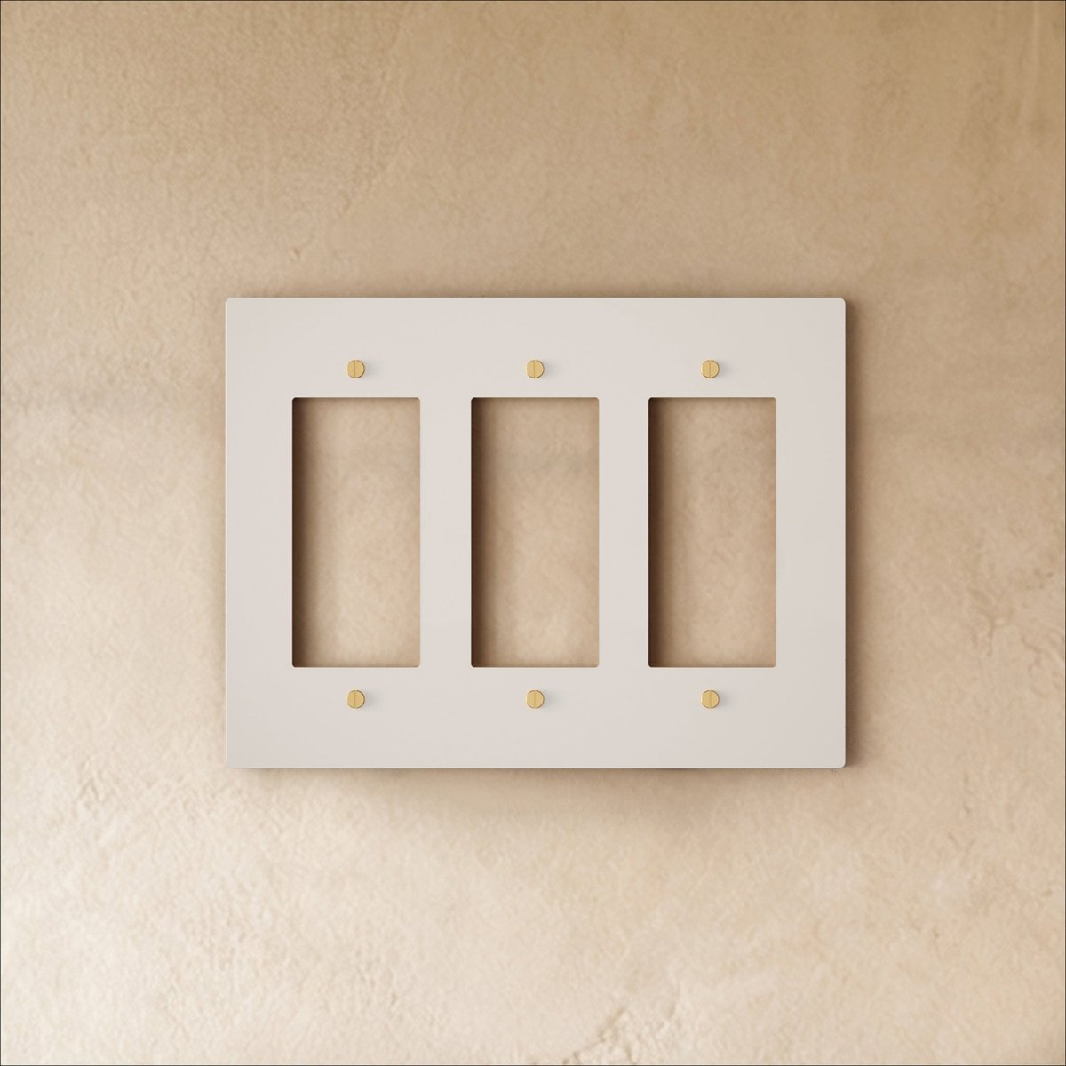 White wall plate with brass accents from Residence Supply, designed for electrical outlet or switch cover in home and garden decor.