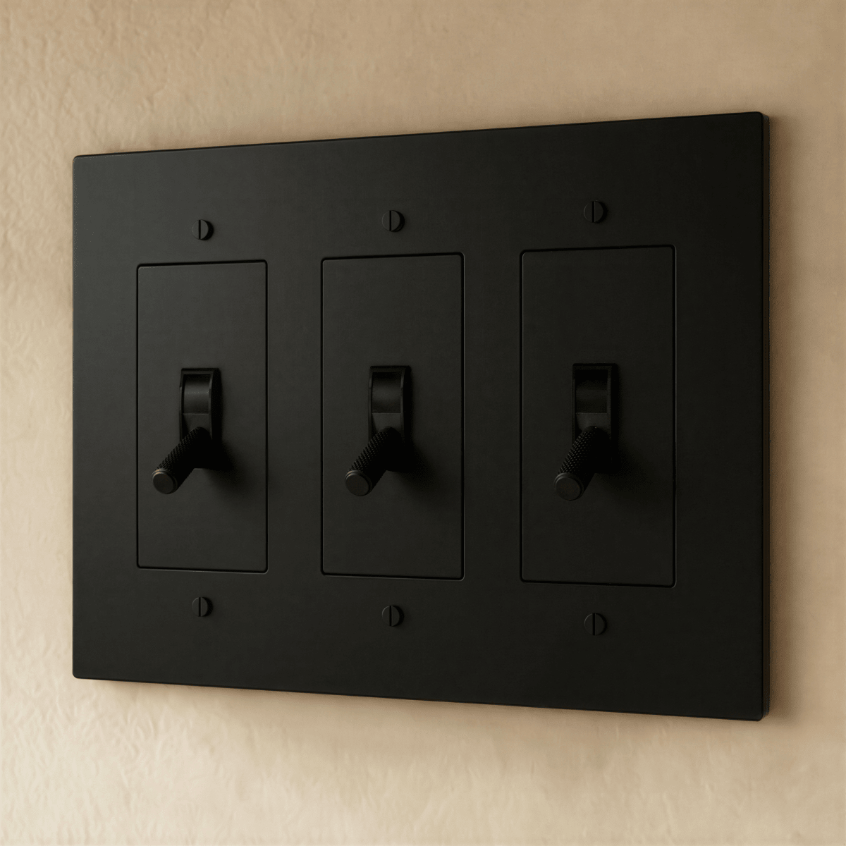 Brass toggle switch for 1 to 5 gang electrical control, Residence Supply brand, showing multiple switch modules in a close-up view.