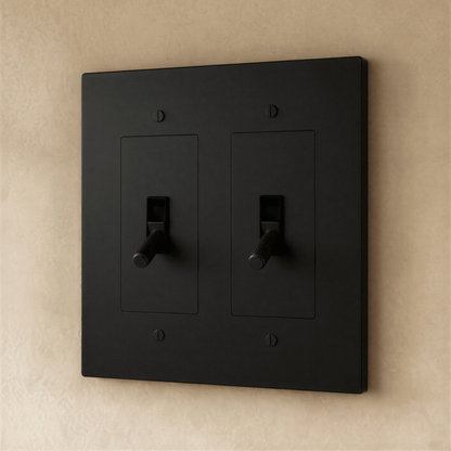 Brass toggle switch for 1 to 5 gang electrical wiring, Residence Supply brand, showing multiple switch units mounted on a panel.