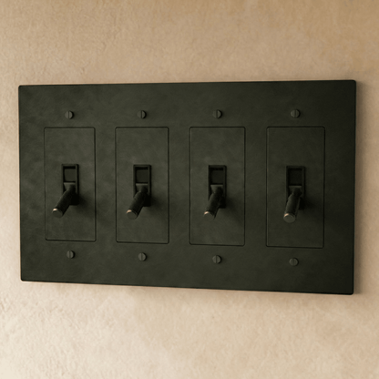 Brass toggle switch from Residence Supply with 1 to 5 gang options, featuring metal toggle levers and durable construction.