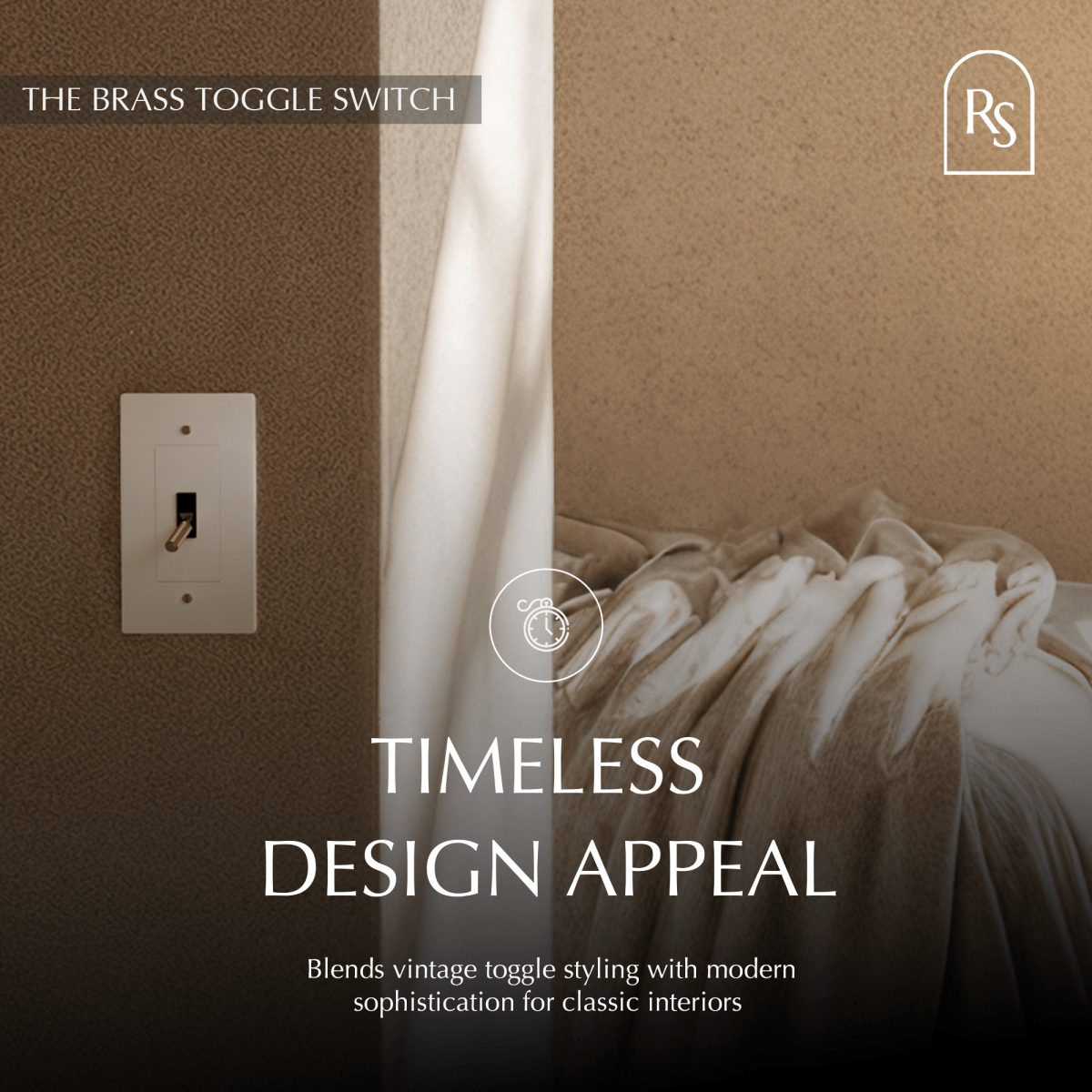 Brass toggle switch from Residence Supply with 1 to 5 gang options, showing shiny brass finish and multiple switch positions.