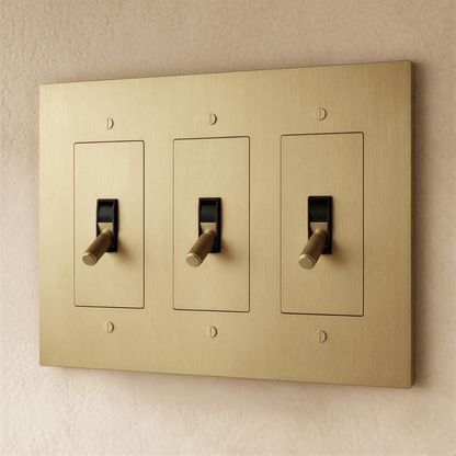 Brass toggle switch with 1 to 5 gang options, Residence Supply electrical switch for home or industrial use.