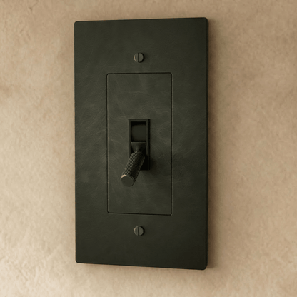 Brass toggle switch for 1 to 5 gang electrical wiring, Residence Supply brand, with multiple switches visible on the device.
