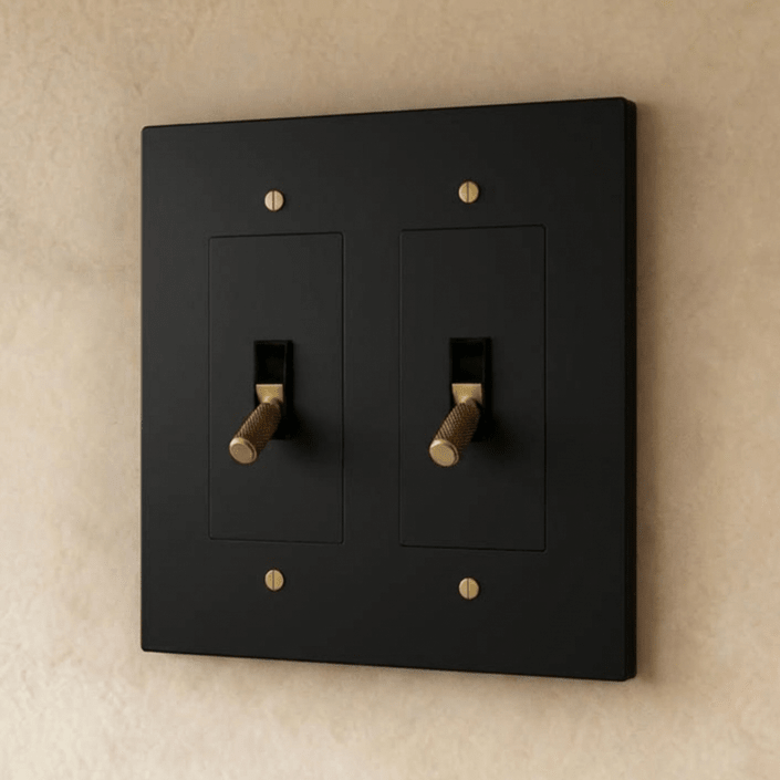 Brass toggle switch for 1 to 5 gang electrical installations, Residence Supply hardware with metal toggle and mounting plates