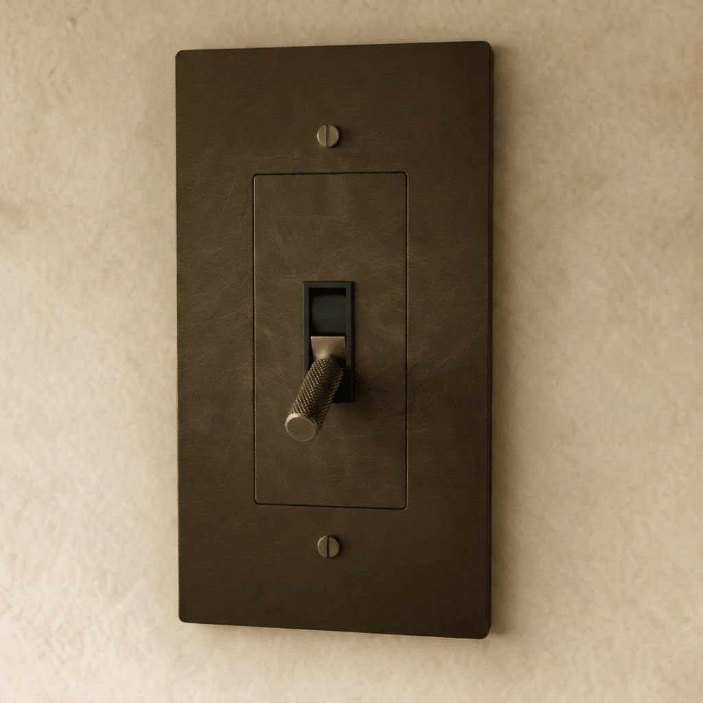 Brass toggle switch from Residence Supply, 1 to 5 gang model, showing multiple toggle switches on a white background.