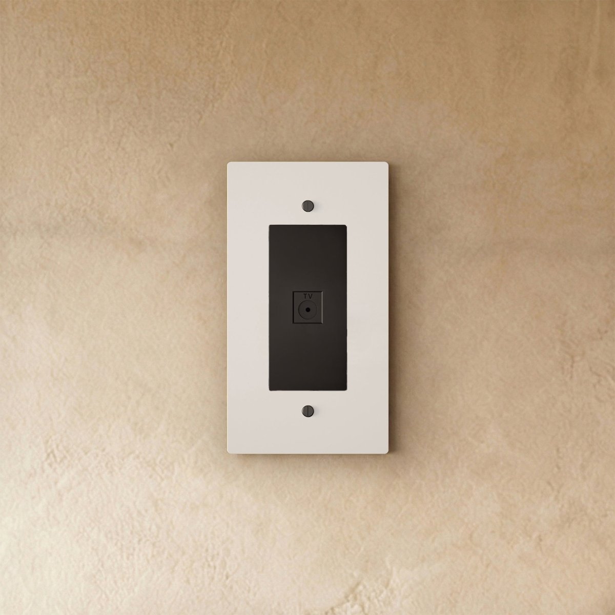 Residence Supply Brass TV Socket 1-Gang with brass finish, mounted on wall showing the socket and cable connection.