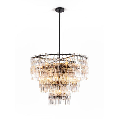 Tiered Clear Crystal Rod Chandelier