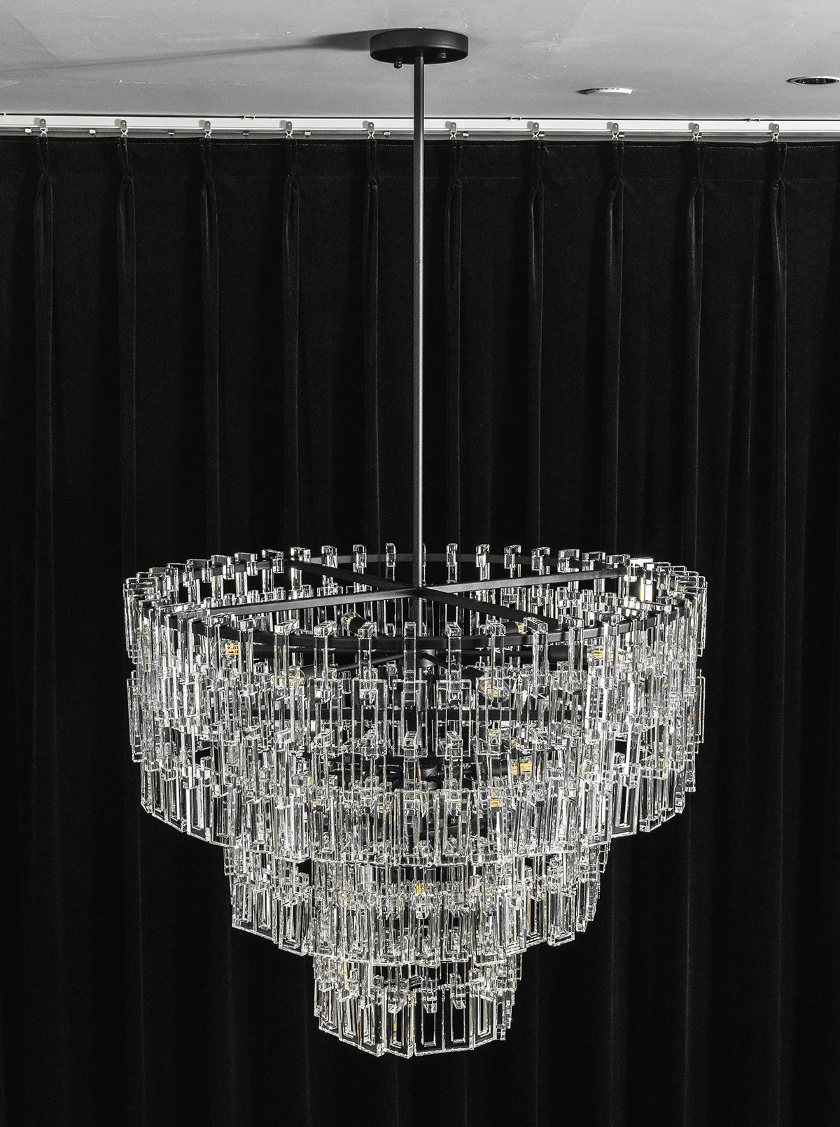Tiered Clear Crystal Rod Chandelier