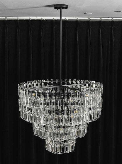 Tiered Clear Crystal Rod Chandelier
