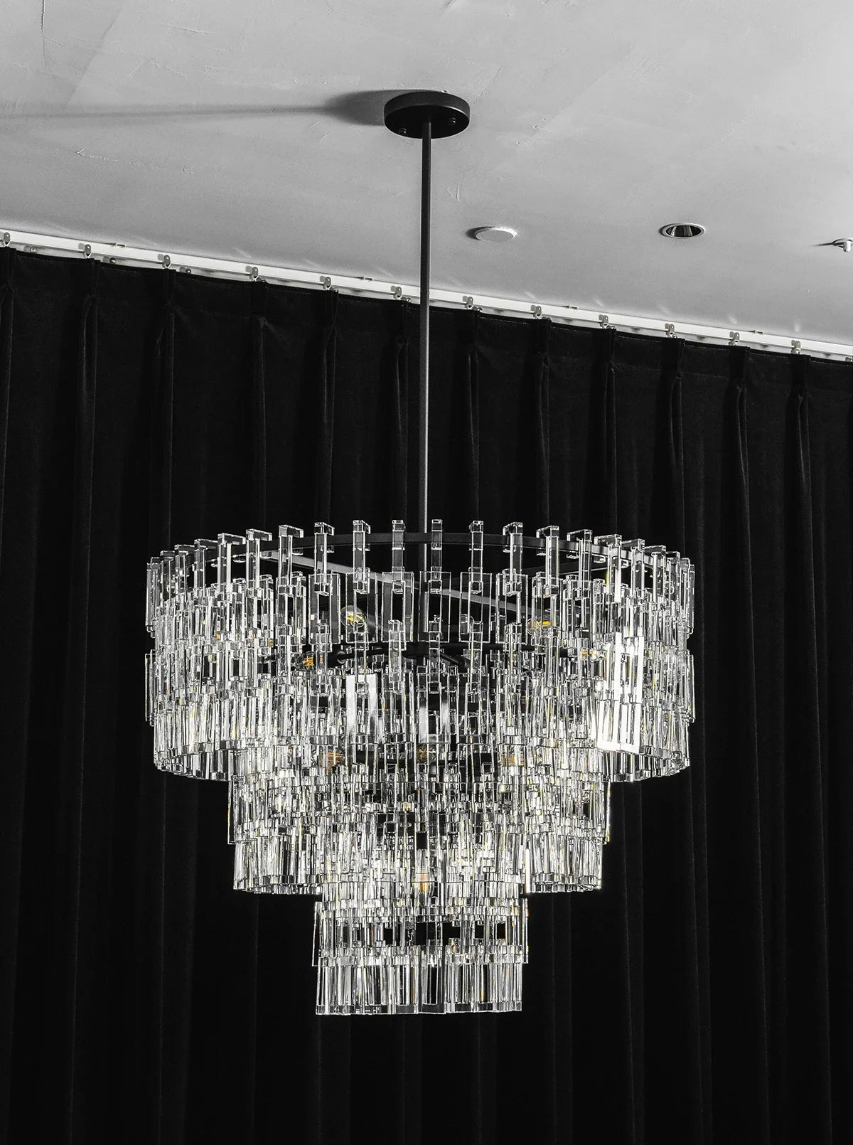 Tiered Clear Crystal Rod Chandelier