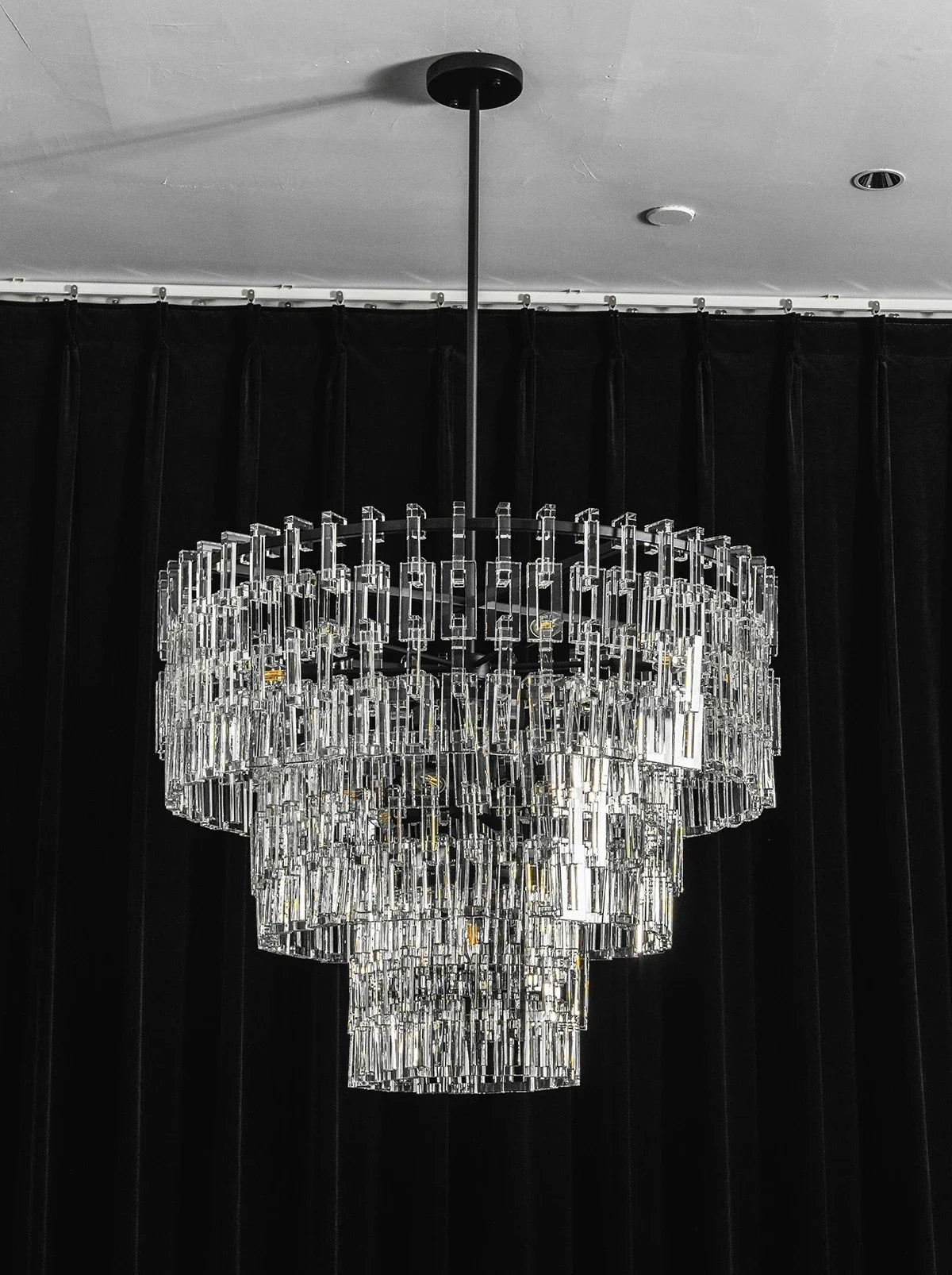 Tiered Clear Crystal Rod Chandelier