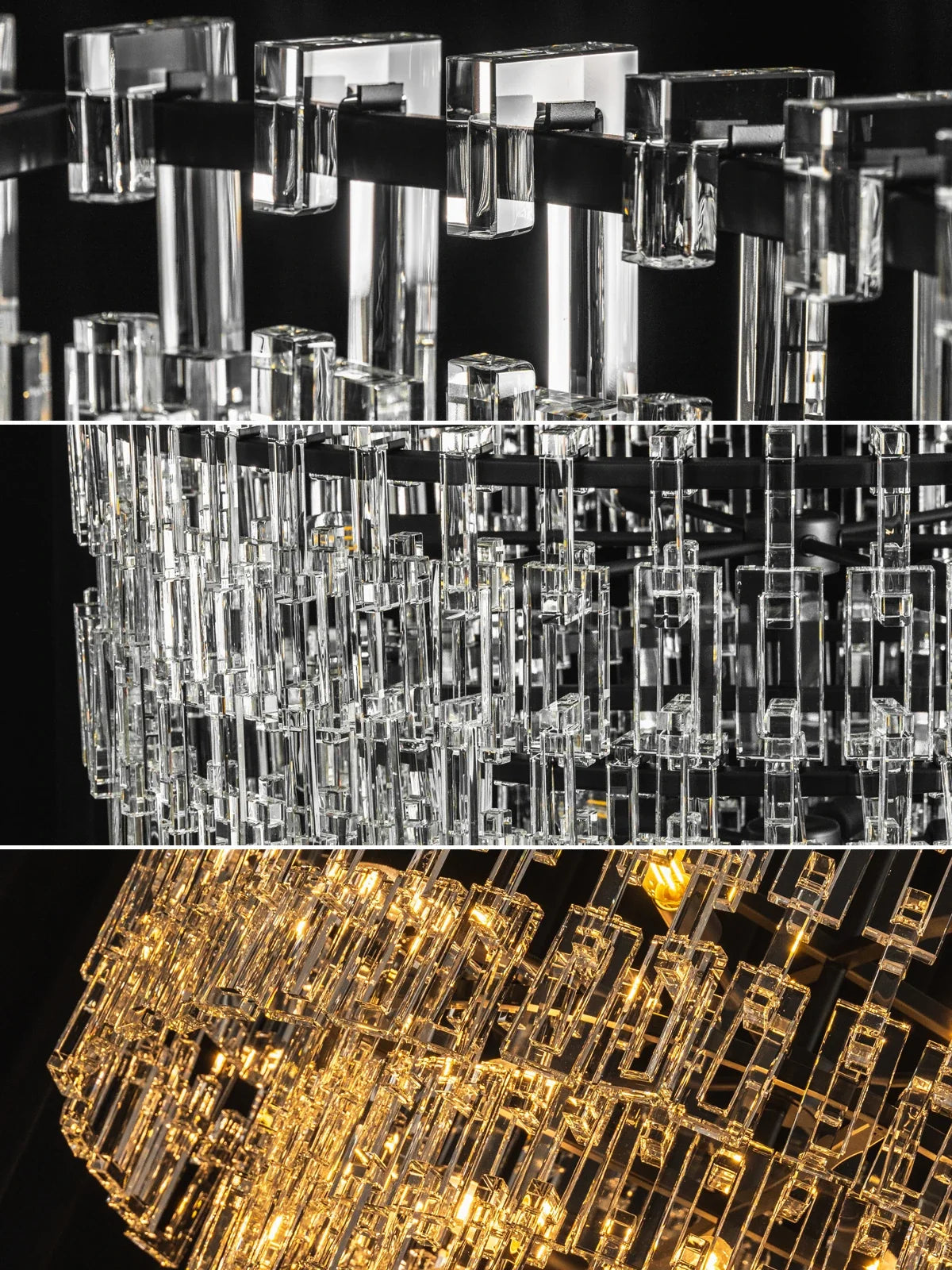 Tiered Clear Crystal Rod Chandelier