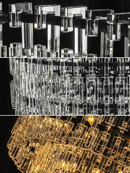 Tiered Clear Crystal Rod Chandelier
