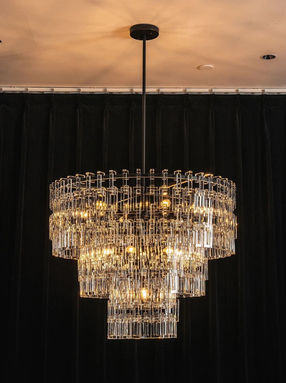 Tiered Clear Crystal Rod Chandelier