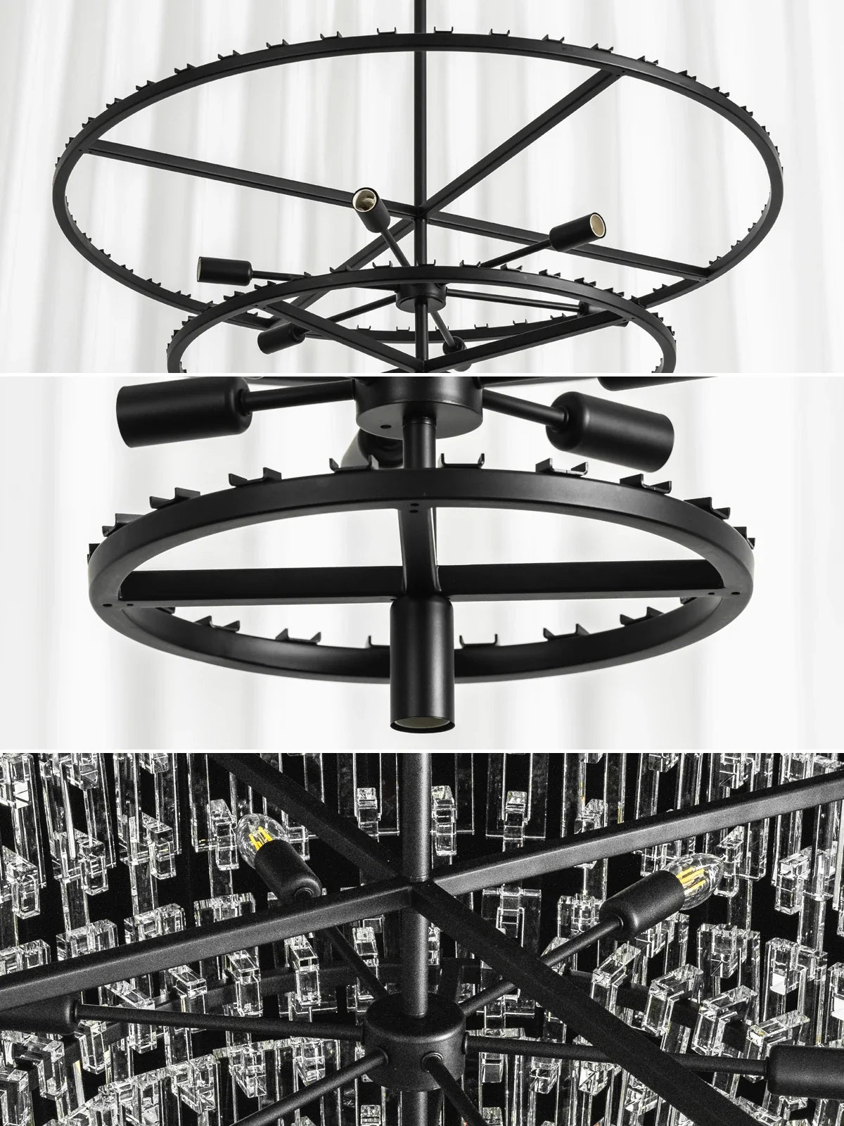 Tiered Clear Crystal Rod Chandelier