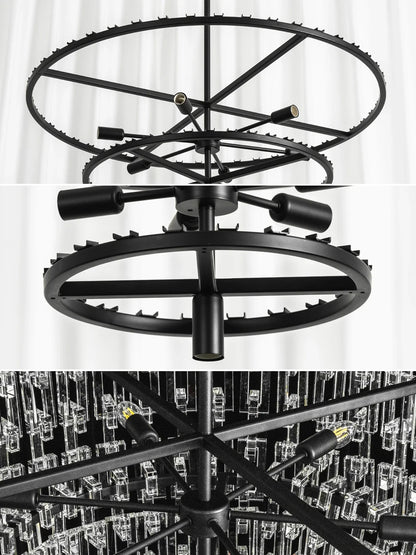 Tiered Clear Crystal Rod Chandelier