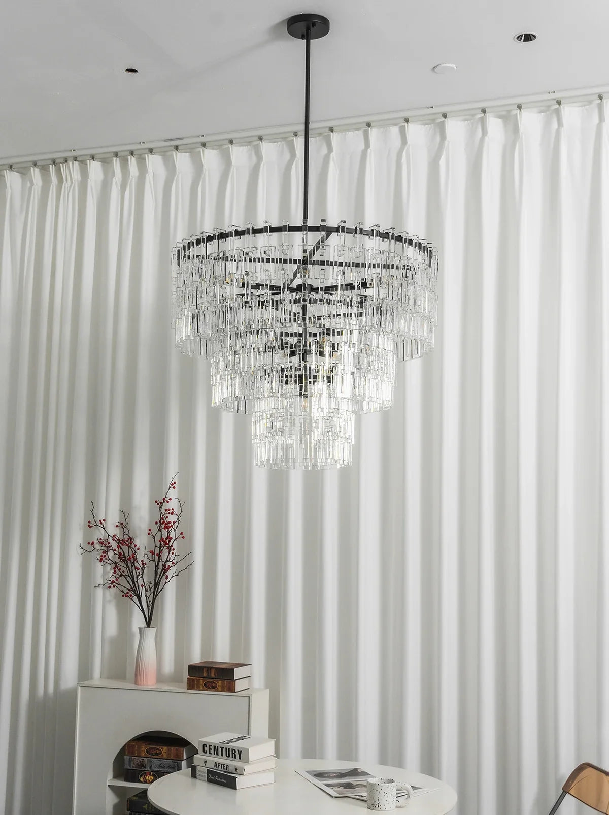 Tiered Clear Crystal Rod Chandelier