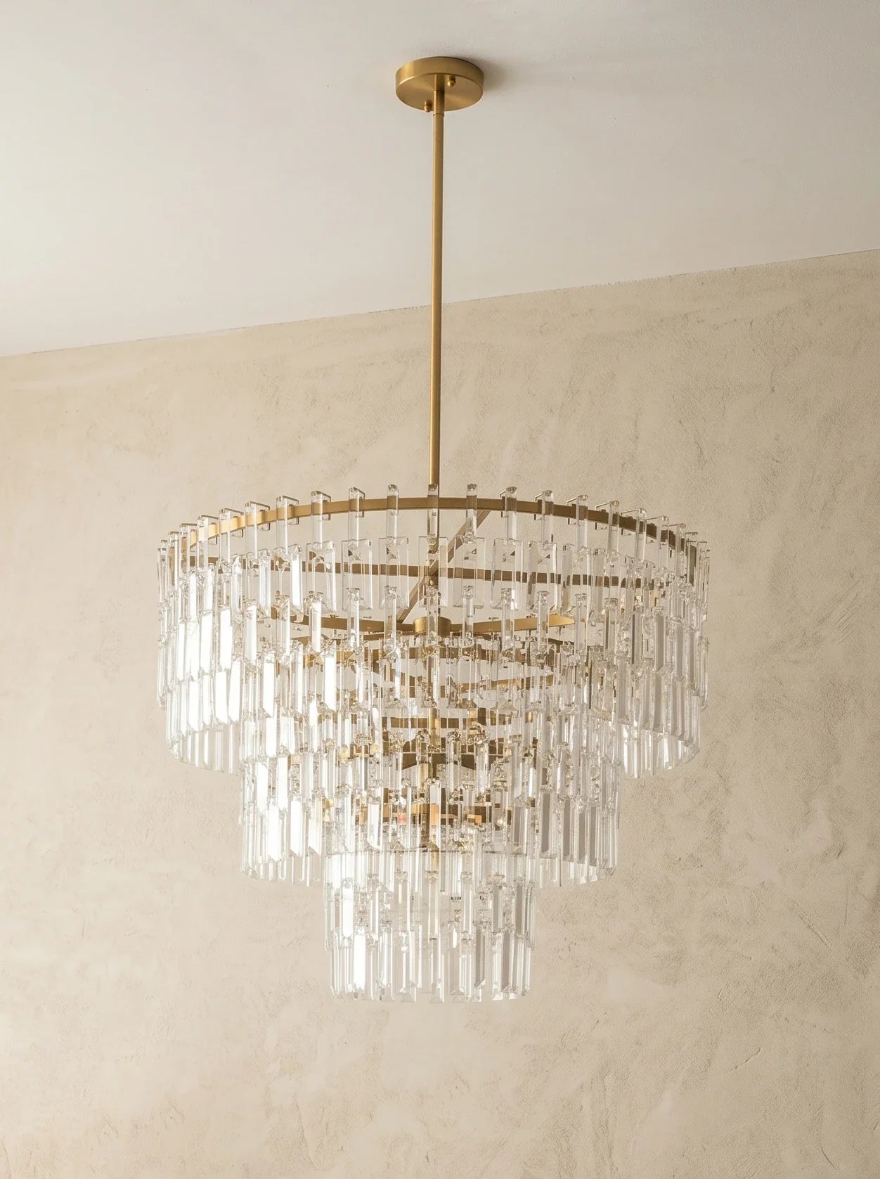 Tiered Clear Crystal Rod Chandelier