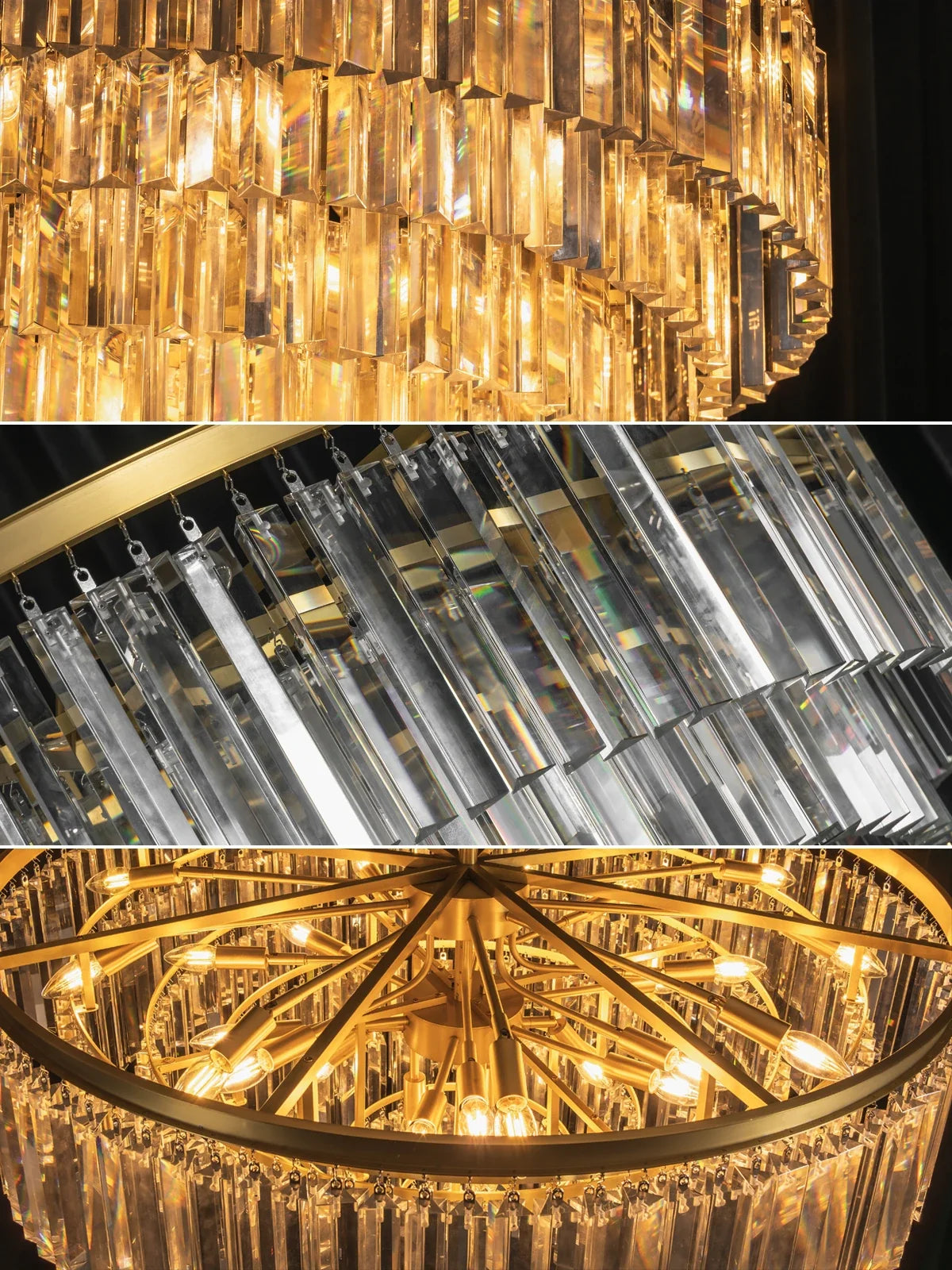Tiered Crystal Round Brass Chandelier