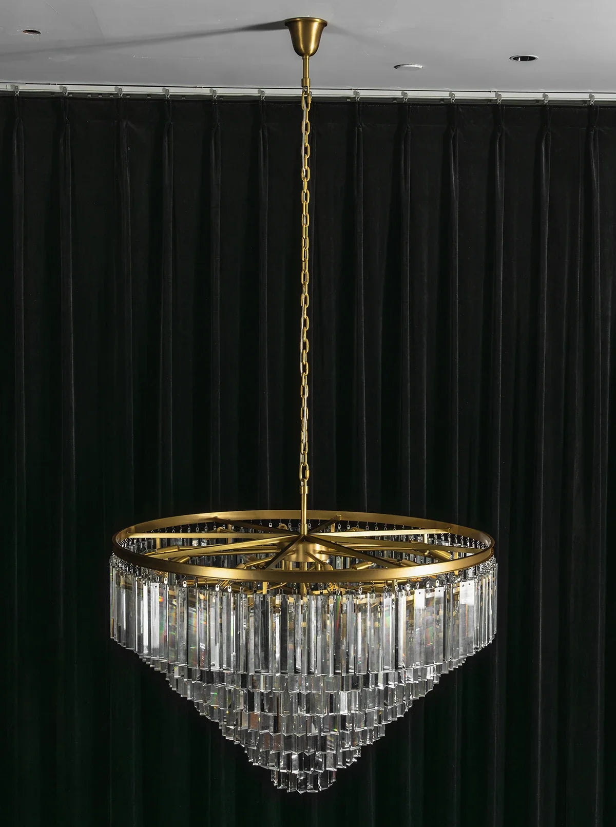 Tiered Crystal Round Brass Chandelier