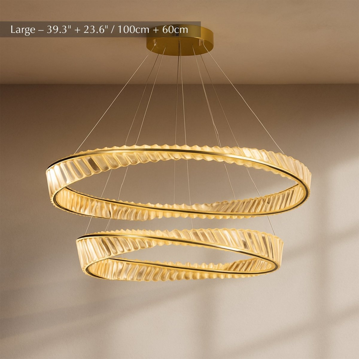 Elegant Tiwa 2-Tier Chandelier with multiple hanging lights and intricate metal design, perfect for upscale dining or living rooms.