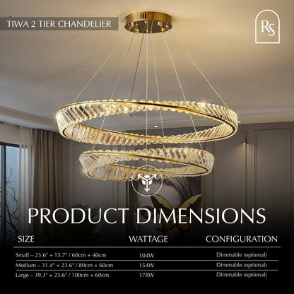 Tiwa 2-Tier Chandelier by Residence Supply featuring multiple glass or crystal tiers with metal frame and elegant lighting design.