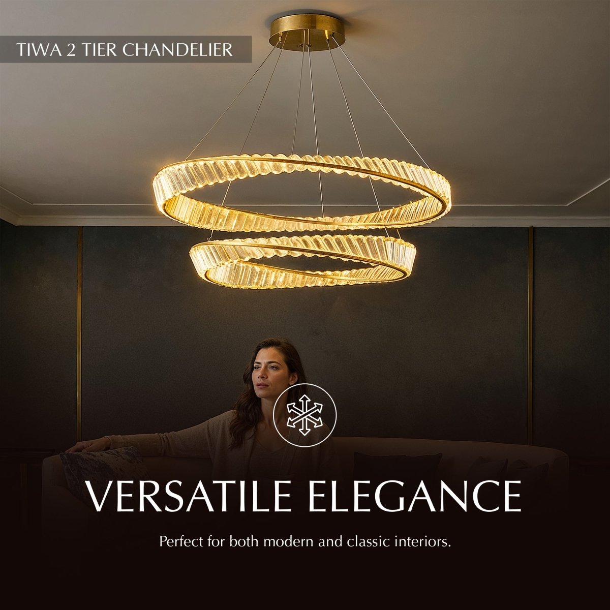 Tiwa 2-Tier Chandelier from Residence Supply with multiple light fixtures and a modern design for elegant ceiling lighting