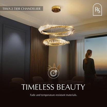 Residence Supply Tiwa 2-Tier Chandelier featuring layered metal design with multiple light fixtures for elegant lighting.