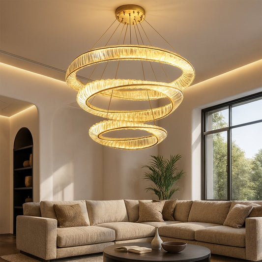 Elegant Tiwa 3-tier chandelier by Residence Supply with multiple hanging lights and a modern design.