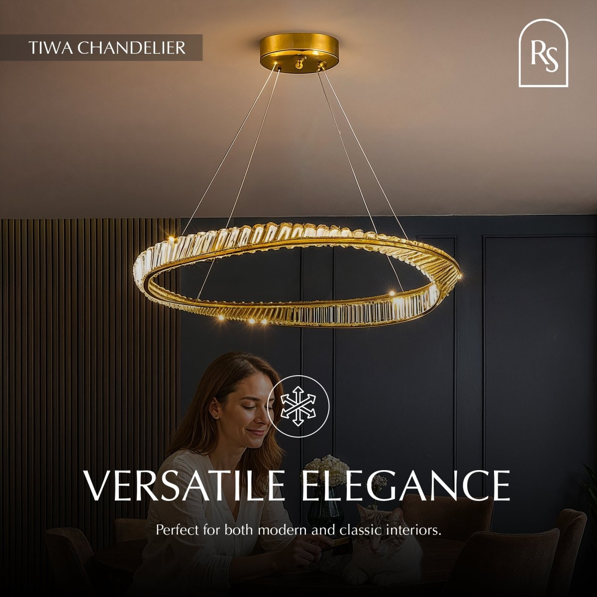 Elegant Tiwa chandelier by Residence Supply with multiple hanging glass shades and a modern design for stylish home lighting.
