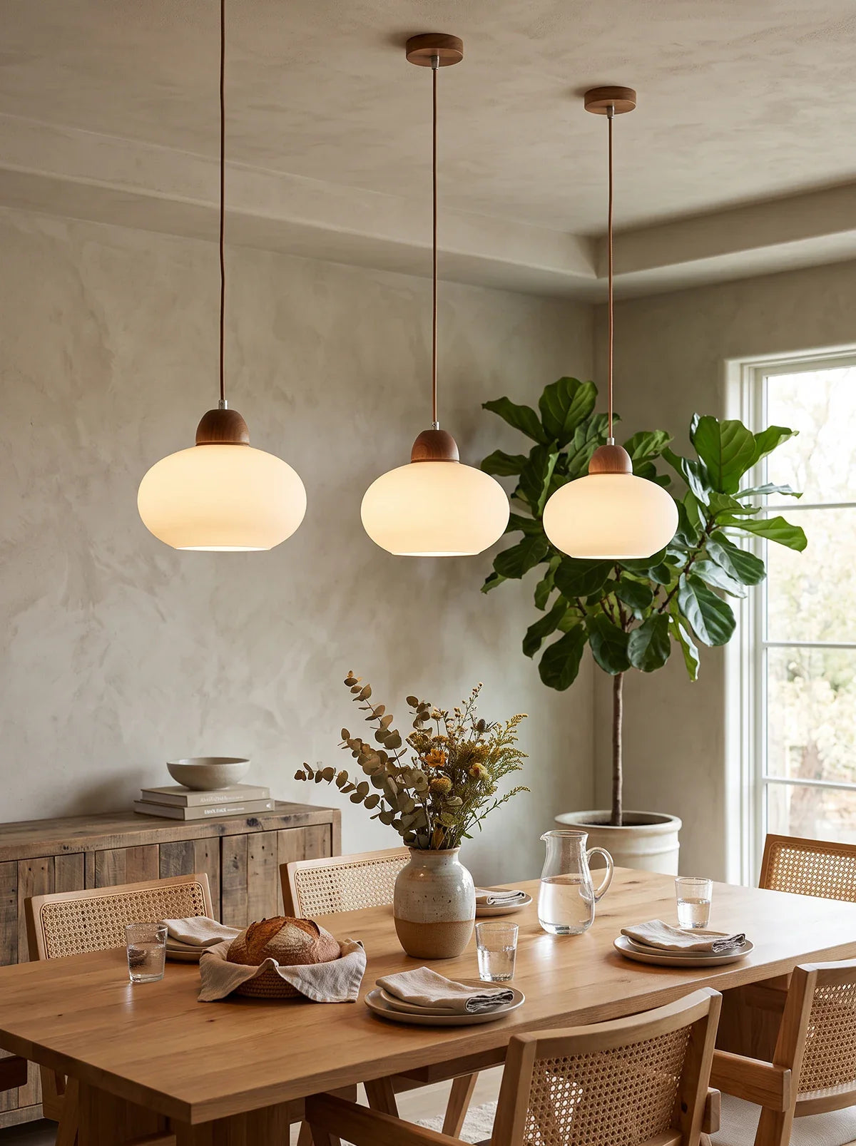 Traditional Japanese Glass Pendant Light