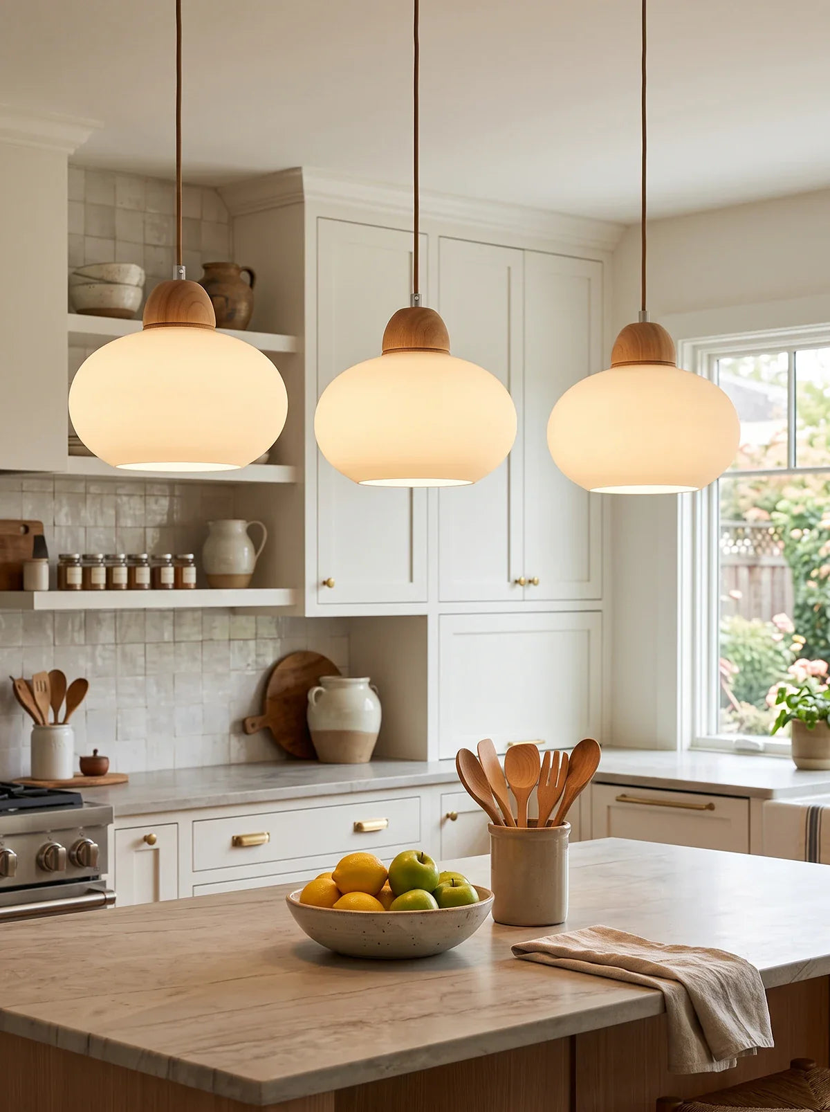Traditional Japanese Glass Pendant Light