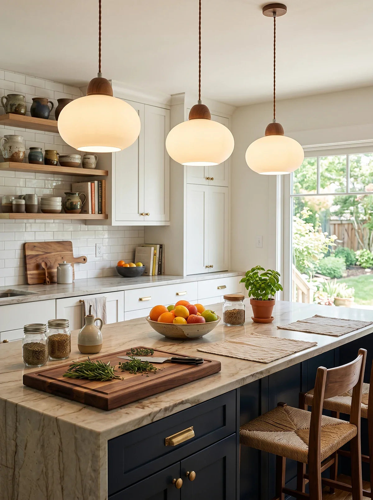 Traditional Japanese Glass Pendant Light