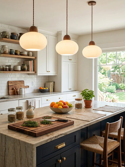 Traditional Japanese Glass Pendant Light