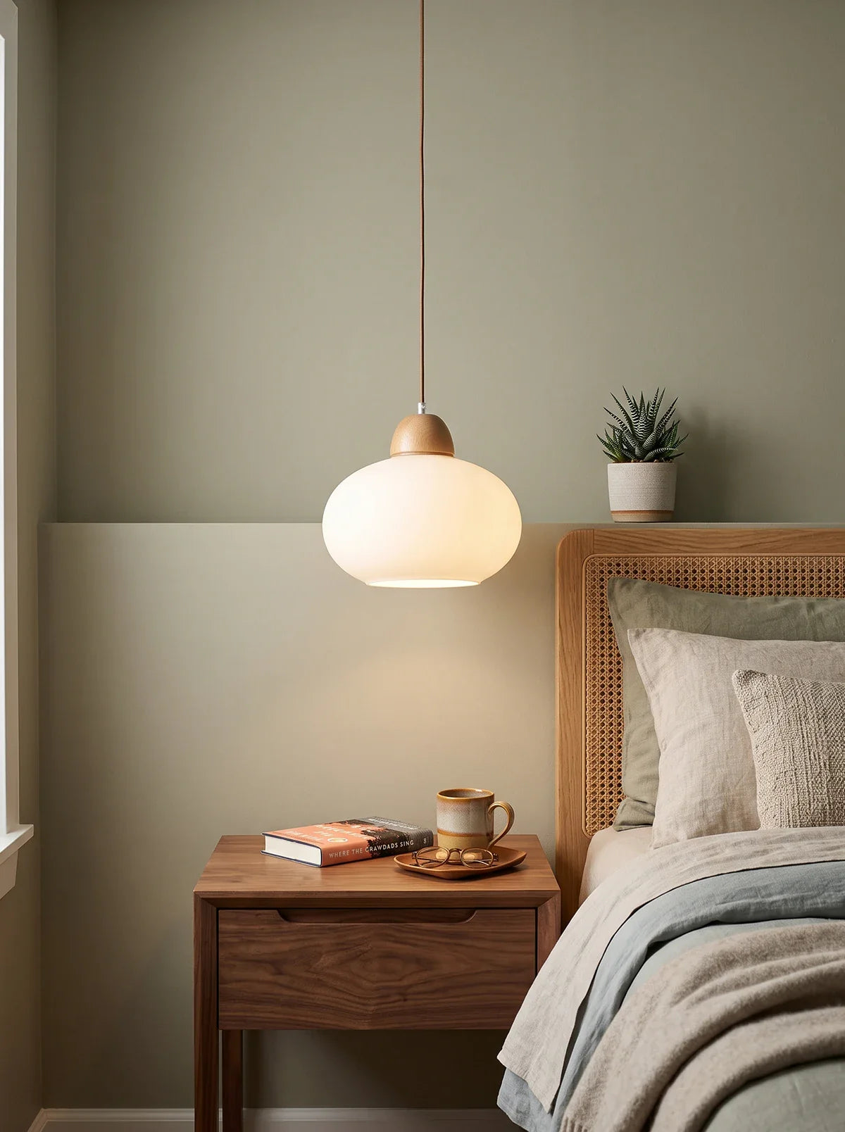Traditional Japanese Glass Pendant Light