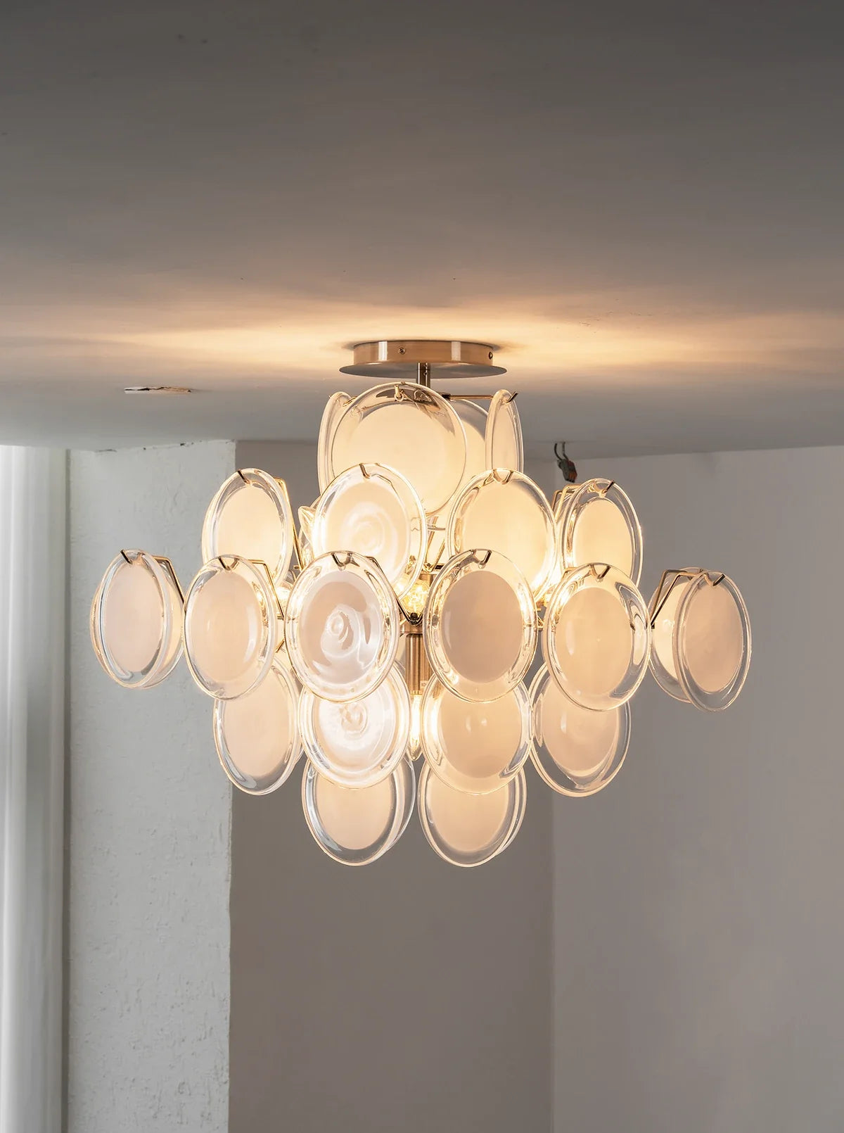 Transparent White Glass Disc Ceiling Light