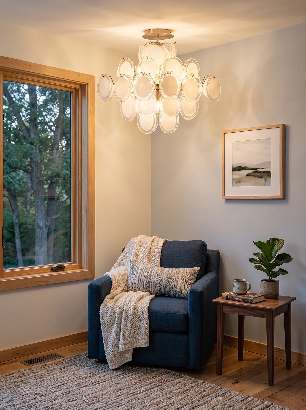 Transparent White Glass Disc Ceiling Light