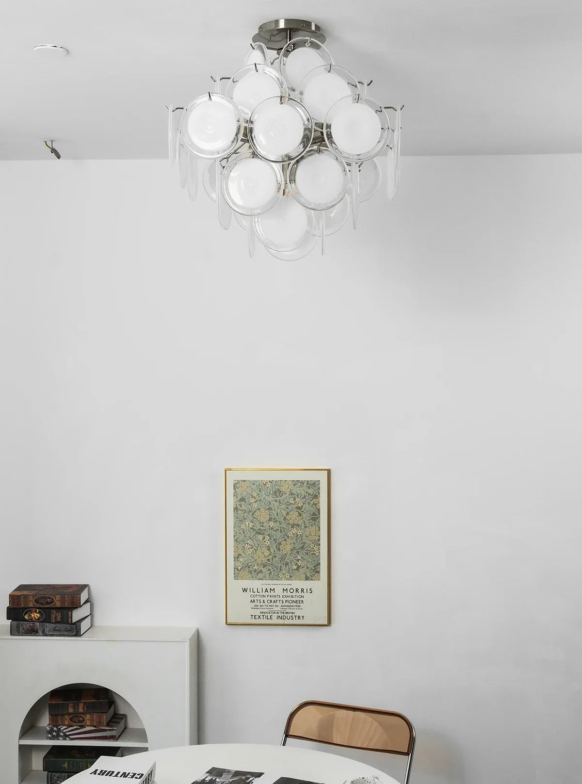 Transparent White Glass Disc Ceiling Light