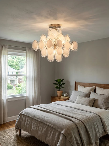 Transparent White Glass Disc Ceiling Light