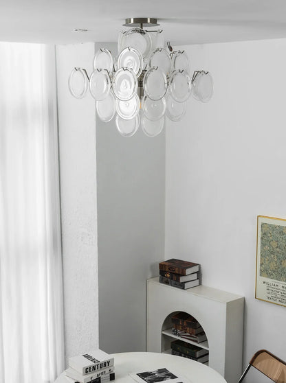 Transparent White Glass Disc Ceiling Light
