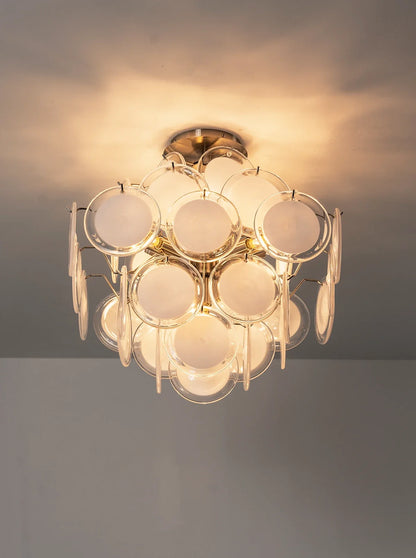 Transparent White Glass Disc Ceiling Light