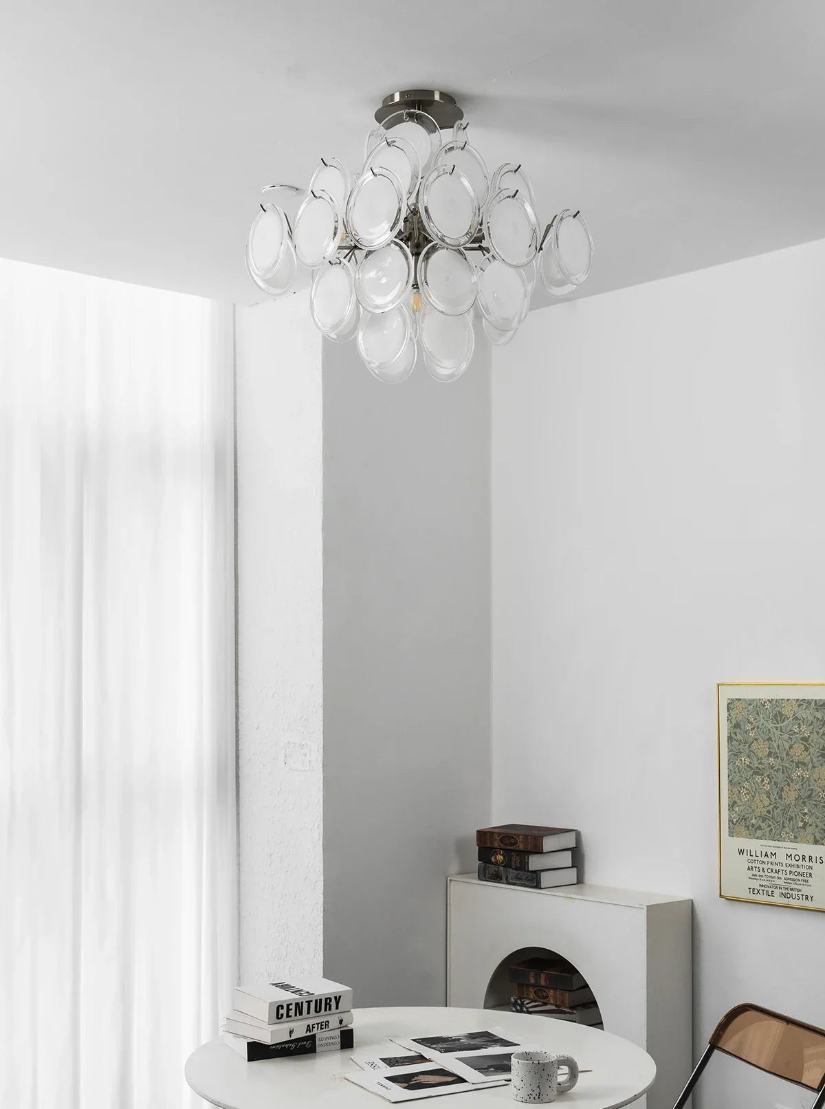 Transparent White Glass Disc Ceiling Light
