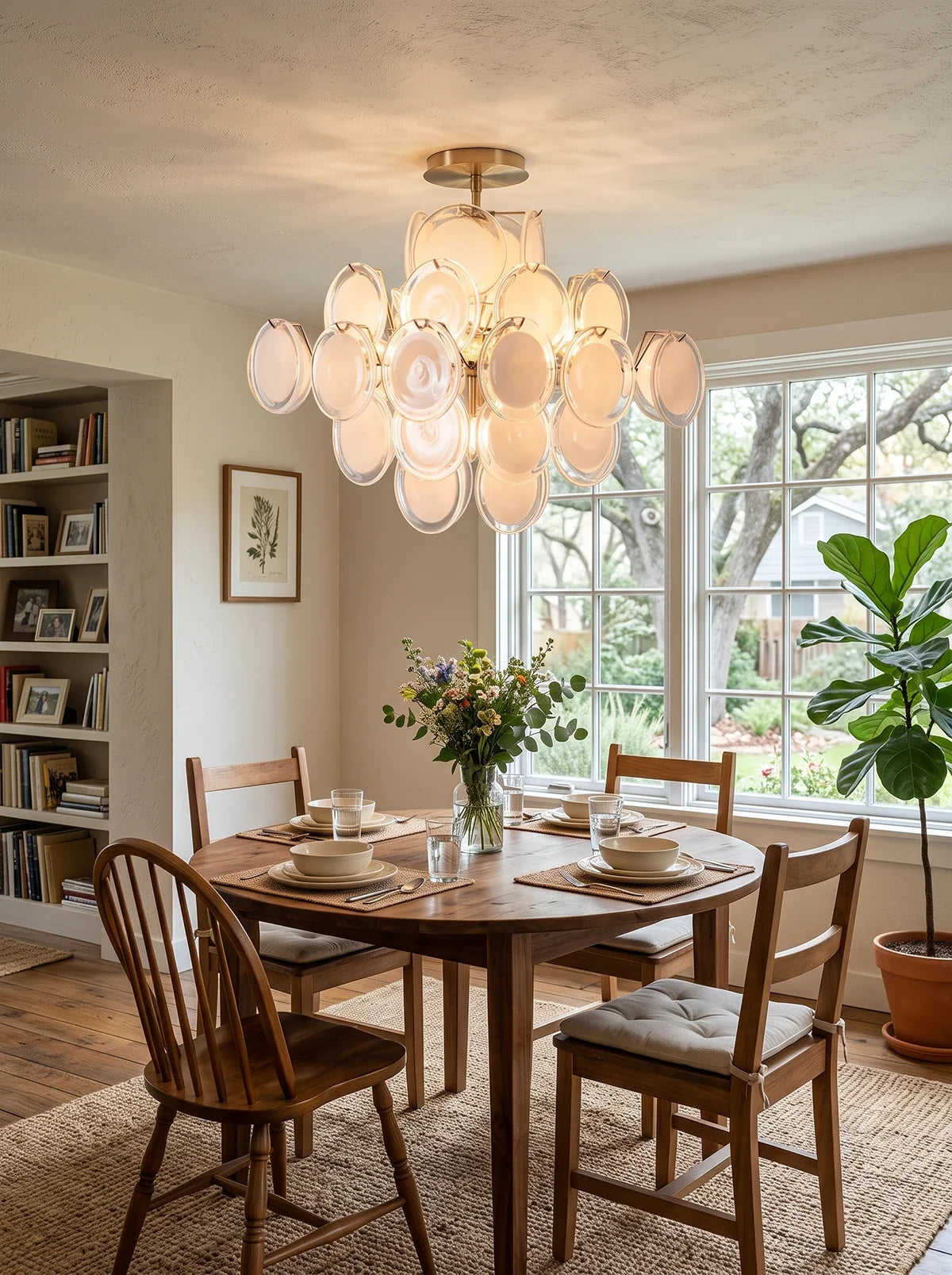 Transparent White Glass Disc Ceiling Light