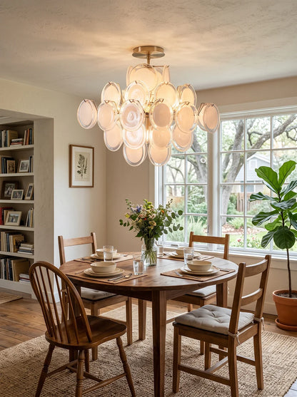 Transparent White Glass Disc Ceiling Light