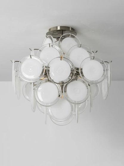 Transparent White Glass Disc Ceiling Light
