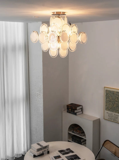 Transparent White Glass Disc Ceiling Light