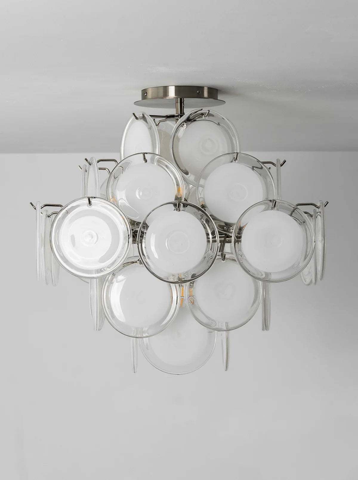 Transparent White Glass Disc Ceiling Light